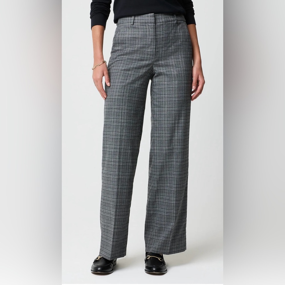 J.Crew NWOT Remy plaid full-length high-rise wide-leg pant